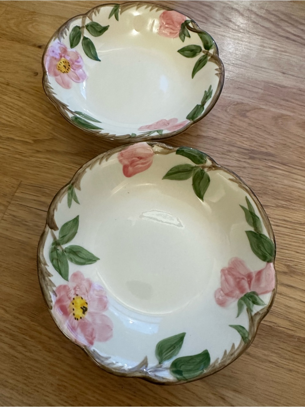 Hand-Painted Pink Floral Ceramic desert Bowls - Set of 2